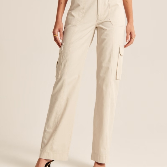 Abercrombie & Fitch Relaxed Cargo Pant, Size 4 Short,/27, Cream - Picture 10 of 10